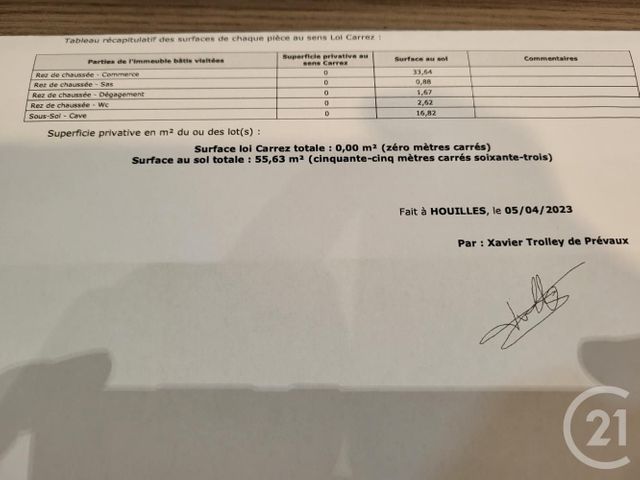 Appartement Local à louer - 1 pièce - 55.63 m2 - HOUILLES - 78 - ILE-DE-FRANCE - Century 21 G.T.I.